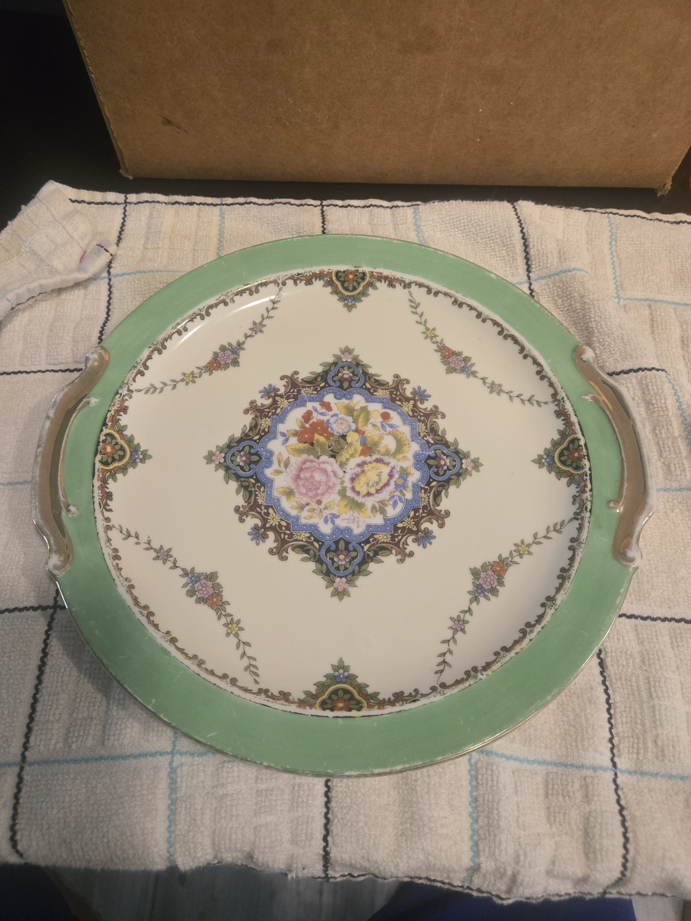 Vintage Noritake Hand-Painted Handled Serving Platter – Art Deco Era